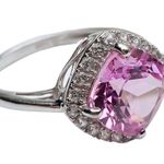 Zales Women’s 10K  Pink Topaz White Gold Ring Sz 6.75 Classic Brilliant Stunning Photo 0