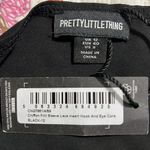 Pretty Little Thing  8 black chiffon frill sleeve lace insert hook & eye corset Photo 10