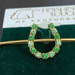 Vintage The Finishing Touch of Kentucky Green Rhinestones Horseshoe Brooch Photo 1