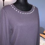 Notations NWT  Size PL Pearl Embellished Neckline Long Sleeve Photo 1
