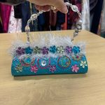Nyx Mardi Gras Parade Blue Clasp Top Hand Decorated Clutch Purse EUC Photo 2