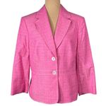 Kasper Linen Blend Jacket Blazer Barbie Pink Size 14 Tweed Career Workwear Photo 0
