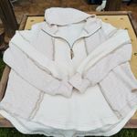BKE  women's waffle knit quarter zip hoodie in cream  Small Photo 3