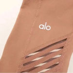 Alo Yoga Ultimate High Waisted Stripe Mesh Leggings Pink Rosewater Athletic S Photo 5