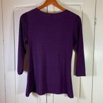 Susan Lawrence Purple Textured V Neck 3/4 Sleeve Top Women's Small Whimsigoth Photo 1