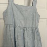 Madewell Cicely Tiered Midi Dress in Patchwork Light Blue Checkered Dress Photo 4