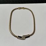 Swavorski Swarovski Swan Signed Black Enamel / Crystal Rhinestone / Gold Tone Necklace Photo 0