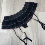 Lingerie Micro Skirt ruffle mesh garter womens Black Pink (medium) y2k boudoir Photo 1