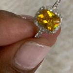 Australian Crystal Square Stone Ring Dipped In White Gold... Yellow Photo 3