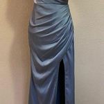 Lulus NWOT Glamorous Persona Grey Satin Pleated Sleeveless Tulip Maxi Dr… Photo 0
