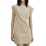 Mango Cotton Knitted Dress with Turn-Up Sleeves Dates Beige Size 10/XL Photo 5