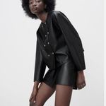 ZARA NWOT  FAUX Vegan LEATHER BLAZER  3046/042/800 Large Bloggers Fav Photo 2