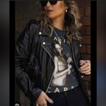 Understated Leather  Easy Rider Antiqued Gold Moto Black Leather Jacket Biker Photo 1