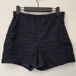 A New Day Navy Floral Lace Cut Out Size Zip Shorts - Size 4 Photo 0