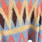 Cache Cache Aztec Colorful Tight Knit Fuzzy Cozy Pullover Sweater Size L Blue Size M Photo 2
