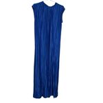 Atlein Navy Plisse Midi Dress Blue Size M Photo 3