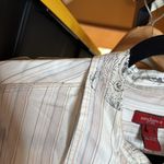 Sundance  White Striped Shirt with Gray Floral Accents 100% Cotton Size Large Photo 4