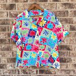 Caribbean Joe Vintage  Floral Button-Up Shirt Groovy Floral Retro Summer Tropical Photo 0