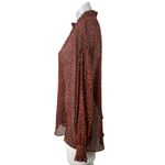 Mango MNG Brown Printed Ruffle Button Up Long Puff Sleeve Sheer Blouse Top Sz 4 Photo 2