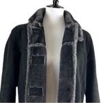 Utex Women’s Winter Coat Suede Faux Fur Trim Lined Heavy Black Gray Size Large Photo 9