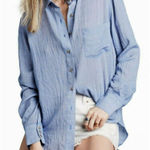 Free People  Thats a Wrap Shirt in Chambray Combo Blue Photo 0