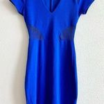 Charlotte Russe Royal Blue V Neck Mesh Cut Out Bodycon Mini Dress Size Medium Photo 0