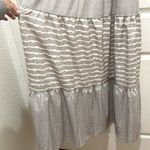 Boho Taupe & White Stripes Smocked Tiered Maxi Dress Photo 3