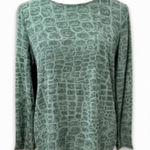 French Connection  Tunic Top Long Sleeve Crocodile Print Button Closure Gray W 6 Photo 0