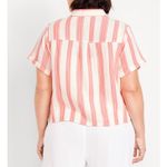 Old Navy Crinkle Gauze Button-Down Striped Shirt Pink Stripe NWT XXL Photo 2