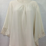 EST.1946 women's large beige blouse lace Bohemian flirty pull over flared sleeve Photo 0