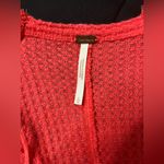 Free People  Thermal Waffle Knit Boho Shirt Long Sleeves Stretchy Salmon Pink Sm Photo 3
