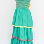Alden Adair. Frida Ruffle Smocked Midi Dress. Green Size M Photo 4