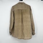 Republic Denim Womens L 100% Silk Blouse LS Tan Brown Distressed Boho Festival Size L Photo 3