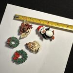 Christmas Holiday Brooch Pins Lot Of 5 Teddy Bear Angel, Penguin, Wreath Etc Photo 7