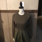 NWT Beautiful olive tunic hi low blouse ties QEW Green Size XS Photo 2