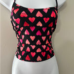 Victoria's Secret On Point Heart Print Tank Top Y Back Cami Black Pink XL Photo 0