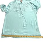 Chico's Women's Embroidered Tunic Blouse Size L Teal Blue Tie Neck Long Sleeve Photo 6