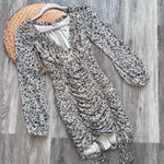 Skylar + Madison  ruched black floral long sleeve‎ dress Photo 0