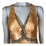 Faviana  Coutuie halter neck sexy yellow long cutout open back prom dress size 8 Photo 4