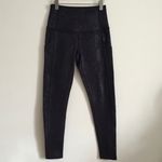 Zella Black Shiny Embossed Print High Waisted Athletic Workout Leggings Photo 2