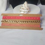 Pink and Gold 3 piece Choker Necklace Set New Photo 3