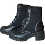 Michael Kors NEW  Brea COMBAT BOOTS Womens 9.5 Black Stretch Knit Leather Lace Up Photo 4