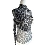 SER.O.YA Sana Top in Grey Ocelot XSmall Womens Long Sleeve Blouse Gray Size XS Photo 9