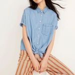 Madewell Denim Short Sleeve Tie Front Shirt Size S Photo 0
