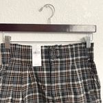 American Eagle NWT Womens Shorts Gray Black Plaid Cuff Hem Pleated Front Size 4 Photo 2