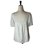 Rails  Ivory Metallic Strip Square Neck Flutter Sleeve Savon‎ Popover Blouse S Photo 1