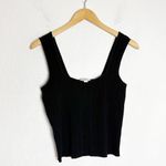 Vince  Ribbed Knit Cotton Blend Crop Top Size Large Black Stretch Photo 2