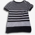 Arizona Jeans Size Medium Y2K Grey and Black Stripe Babydoll Short Sleeve Scene Emo Top Photo 1