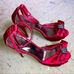 Audrey Brooke  Women Size 6M High Heel Strap Bow Tie Pumps Candy Apple Red Photo 2