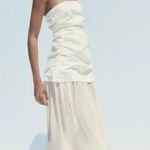 ZARA Combination Strapless Midi Dress Photo 3